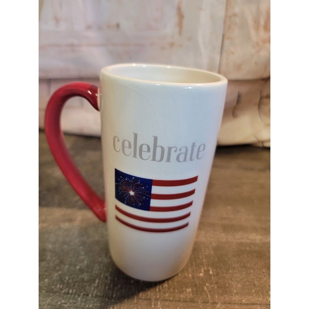 Celebrate American flag July 4th ceramic mug‎ home decor